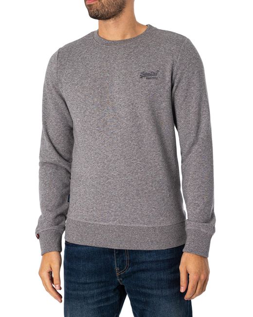 Superdry Gray Essential Logo Sweatshirt for men