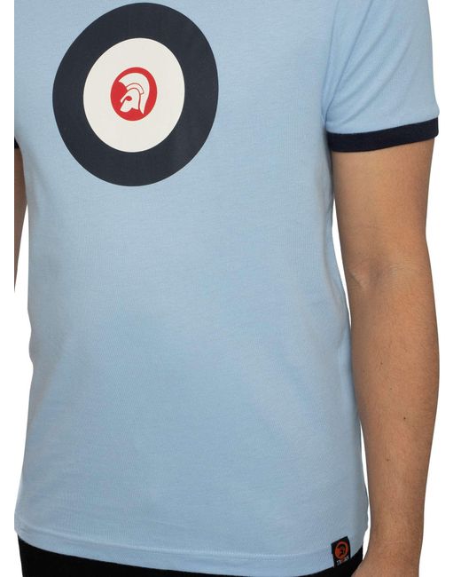 Trojan Blue Target Logo Ringer T-shirt for men