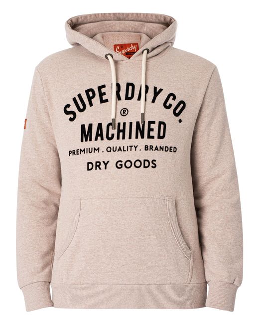 Superdry Pink Workwear Flock Graphic Pullover Hoodie for men