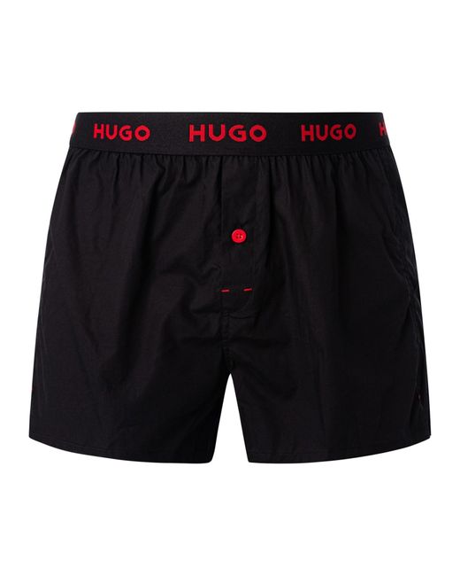 HUGO Black 3 Pack Woven Boxer Shorts for men