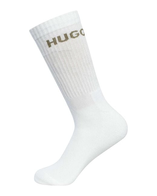 HUGO White 6 Pack Logo Quarter Socks for men