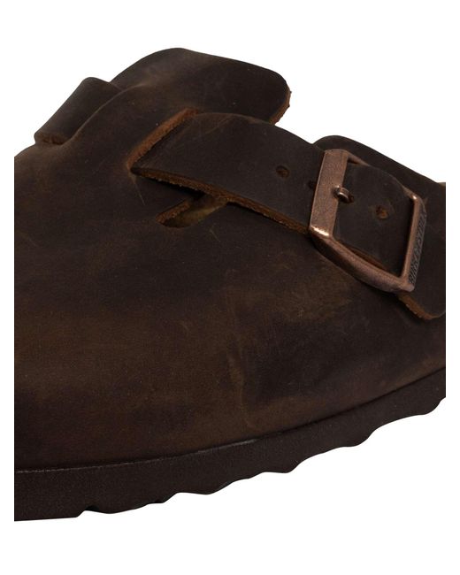 Birkenstock Brown Boston Leather Clogs for men