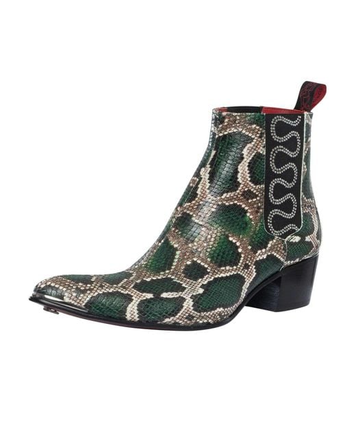 Jeffery West Green Snake Nayade Chelsea Boots for men