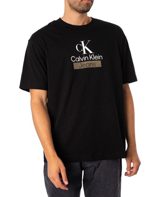 Calvin Klein Black Stacked Archival T-shirt for men