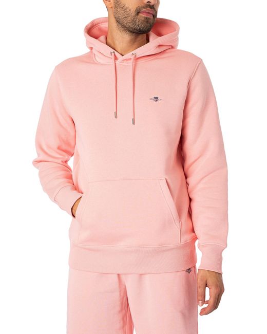 Gant Pink Regular Shield Pullover Hoodie for men