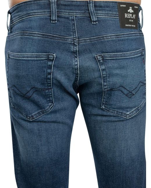 Replay Blue Grover Straight Jeans for men
