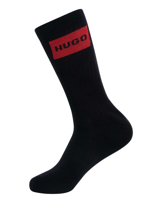 HUGO Black 3 Pack Label Quarter Socks for men