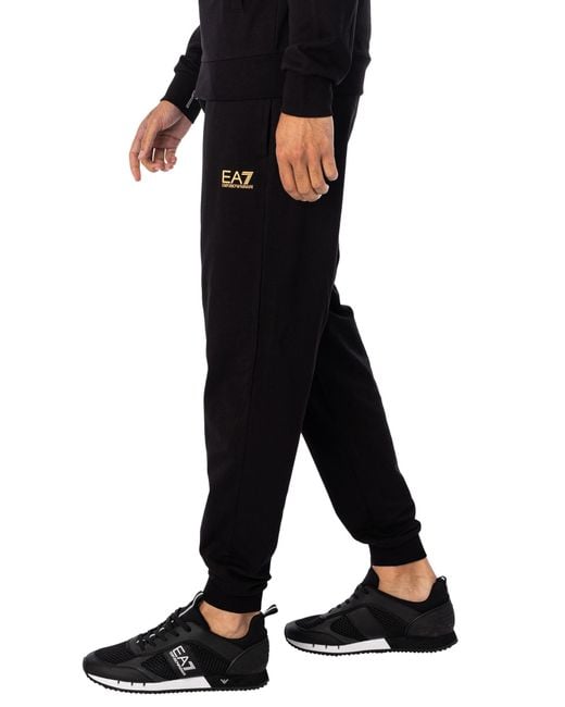 EA7 Black Zip Hooded Tracksuit for men
