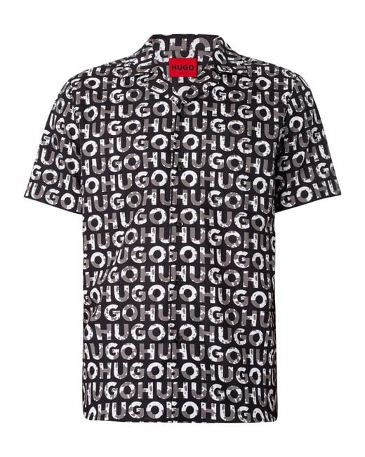 HUGO Black Ellino Short Sleeved Shirt for men