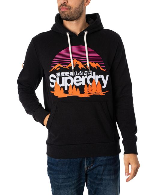 Superdry Blue Great Outdoors Graphic Pullover Hoodie for men
