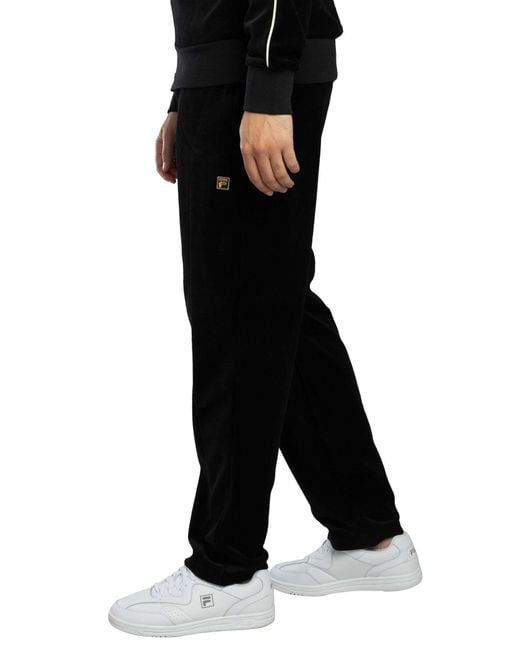Fila Black Lorrie Velour Track Joggers for men