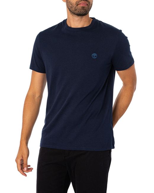Timberland Blue Slim Fit Embroidered Logo T-shirt for men