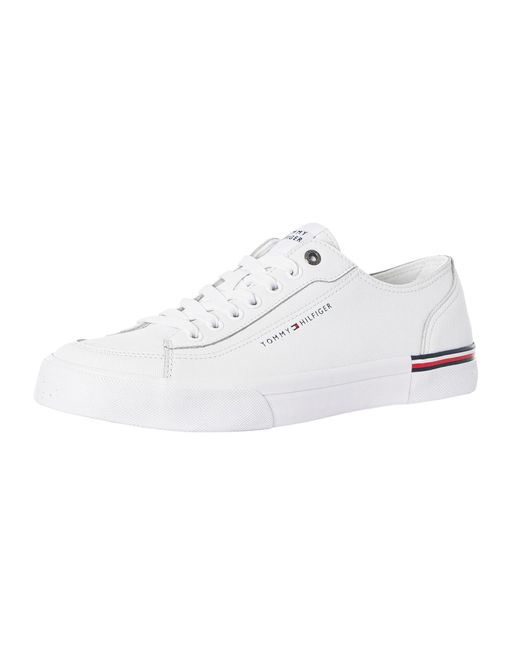 Tommy Hilfiger White Corporate Vulc Leather Trainers for men