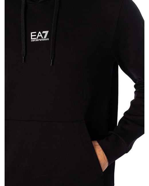 EA7 Black Jersey Pullover Hoodie for men
