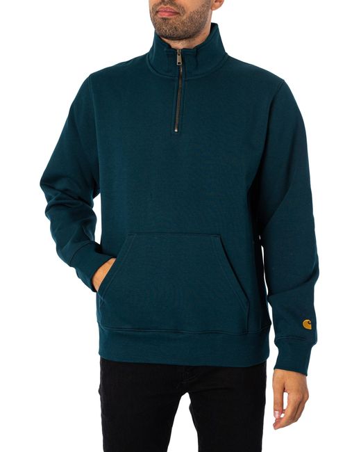 Carhartt Blue Chase 1/4 Zip Sweatshirt for men
