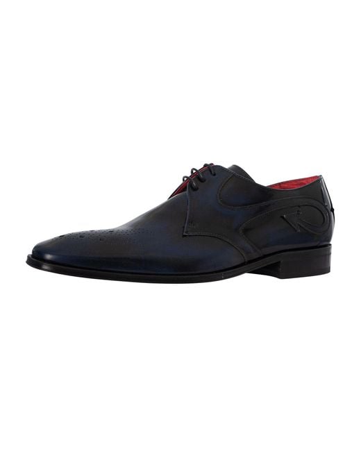 Jeffery West Blue Arrow Derby Polished Leather Shoes for men