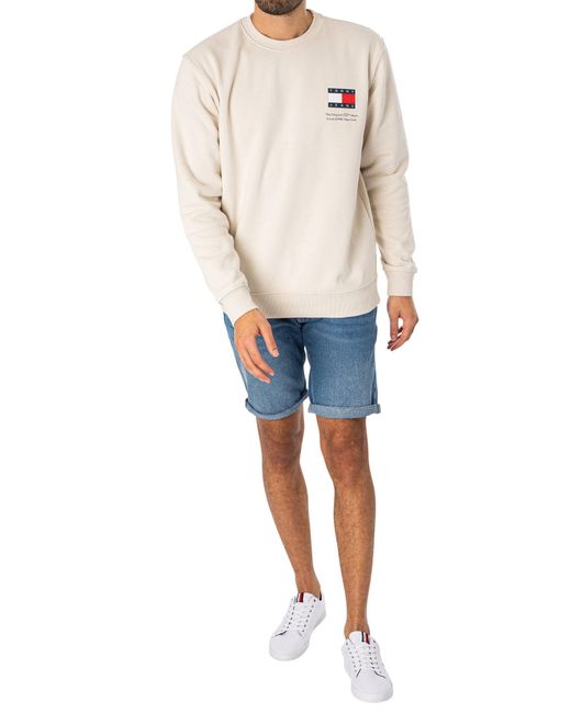 Tommy Hilfiger White Regular Essential Flag Sweatshirt for men