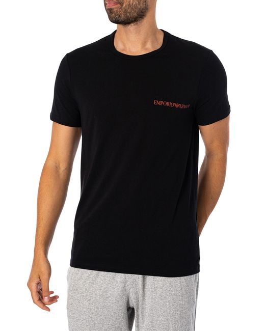 Emporio Armani Black 2 Pack Lounge Crew T-shirt for men