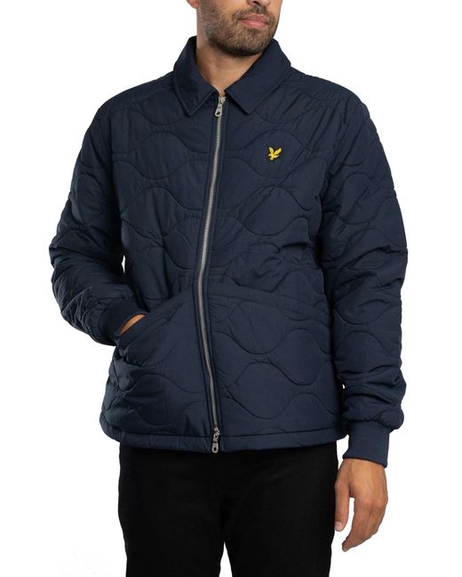 Lyle & Scott Blue Quilted Ripstop Jacket for men
