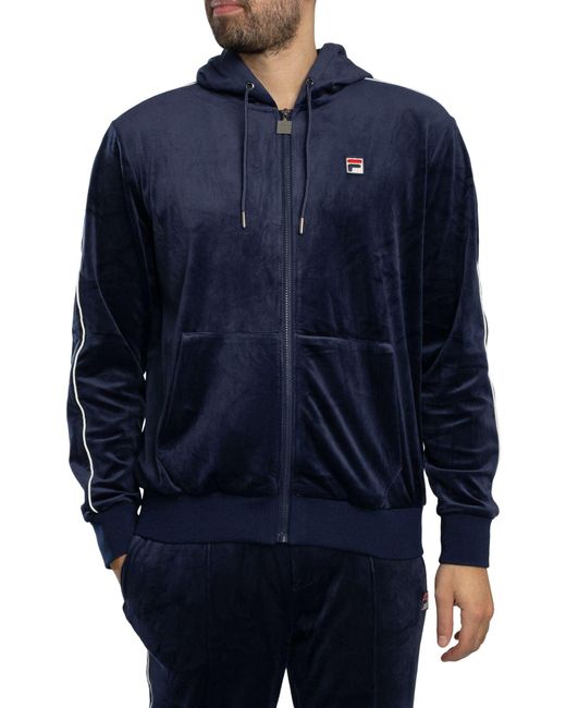 Fila Blue Italo Velour Zip Hoodie for men