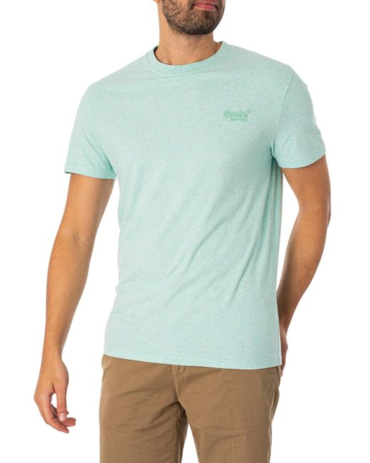 Superdry Blue S Chest Logo T-shirt Light Mint M for men