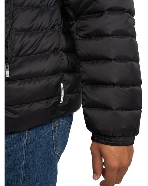 ARMANI EXCHANGE Black Chest Logo Down Jacket for men