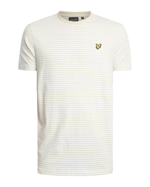 Lyle & Scott White Linen Blend Breton Stripe T-shirt for men