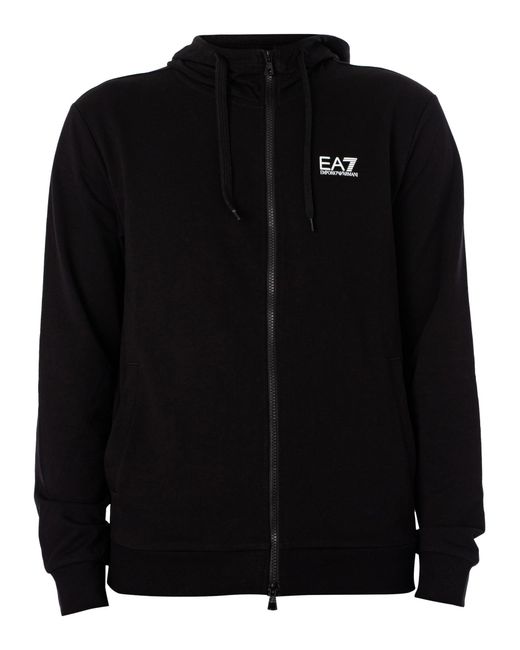 EA7 Black Zip Hooded Tracksuit for men