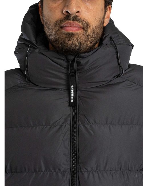 Superdry Gray Hooded Sport Puffer Jacket for men