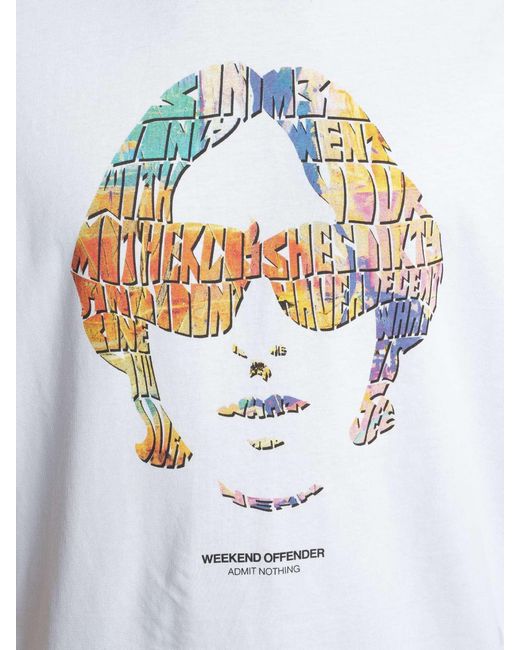 Weekend Offender White Kinky Afro Graphic T-shirt for men