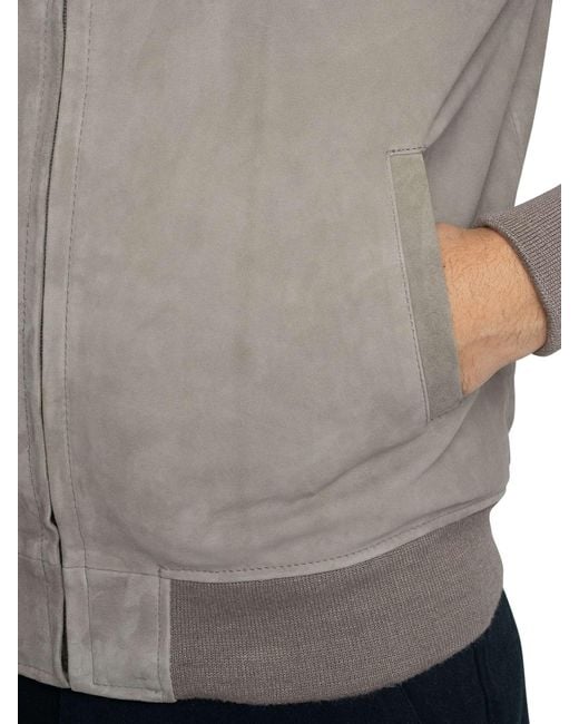 Schott Nyc Gray Suede Bomber Jacket for men