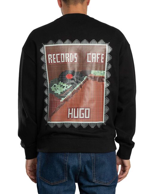 HUGO Black Durec Back Graphic Sweatshirt for men
