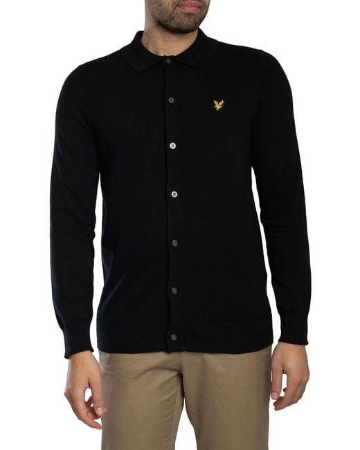 Lyle & Scott Black Cotton Knitted Shirt for men