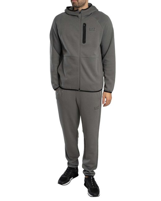 EA7 Gray Dynamic Athlete Zip Hoodie for men