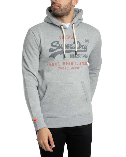 Superdry Gray Vintage Logo Heritage Relaxed Pullover Hoodie for men