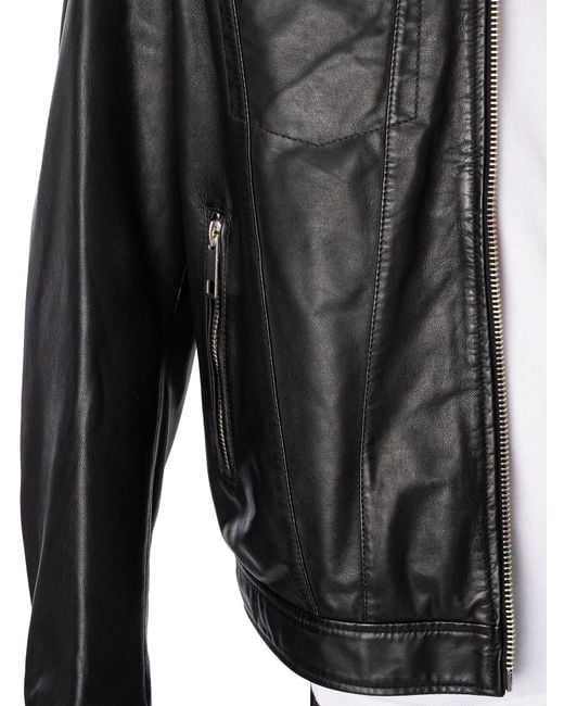 Antony Morato Black Pocket Slim Fit Leather Jacket for men