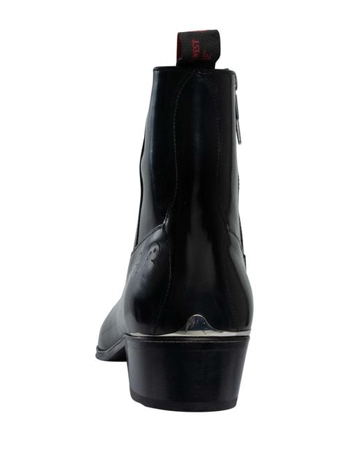 Jeffery West Black Lightning Bolt Zip Leather Chelsea Boots for men