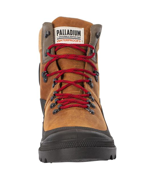 Palladium Brown Pallabrousse Wp Hiker Leather Boots for men