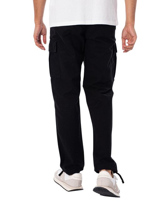 Jack & Jones Black Kane Barkley Loose Cargo Trousers for men