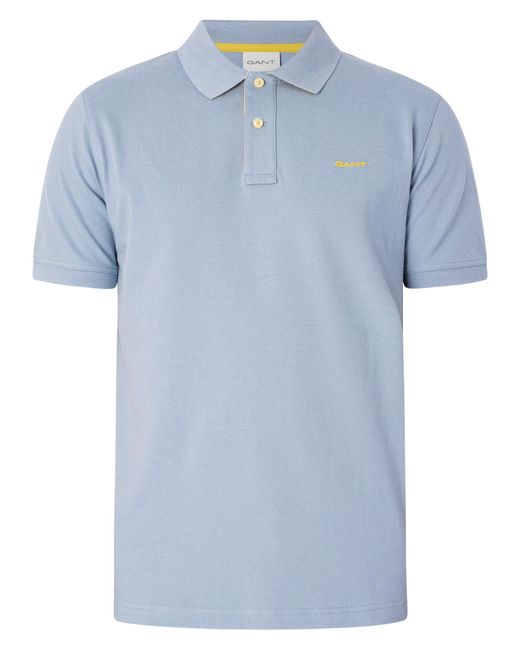 Gant Blue Regular Contrast Pique Rugger Polo Shirt for men