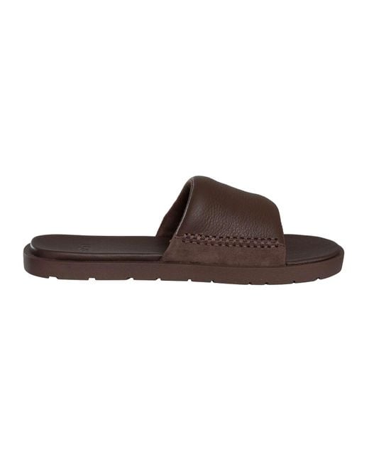 Ugg Brown Seaside Ii Leather Sliders for men