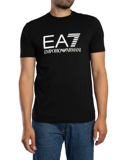 EA7 Black Slim Logo Graphic T-shirt for men