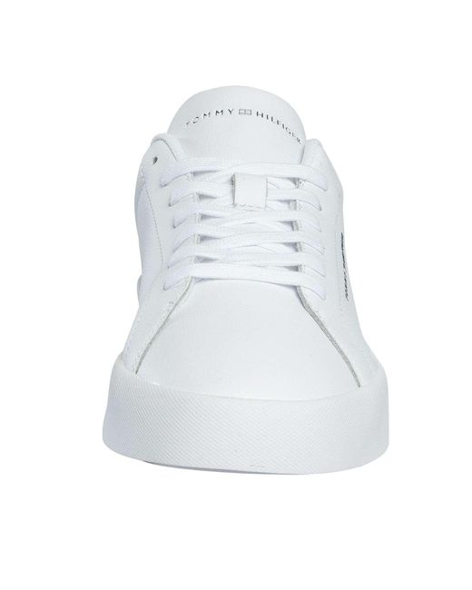 Tommy Hilfiger White Court Leather Detail Essential Trainers for men