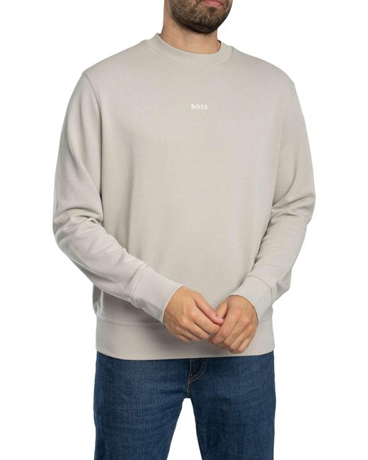 Boss Gray Wesmallcrew Sweatshirt for men