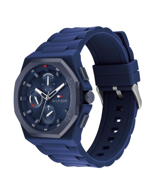 Tommy Hilfiger Blue Silicone Strap Watch for men