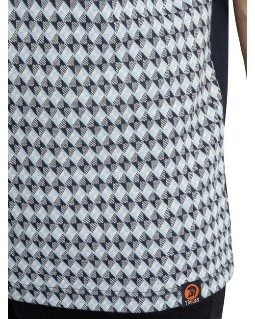 Trojan Blue Diagonal Jacquard Panel Polo Shirt for men