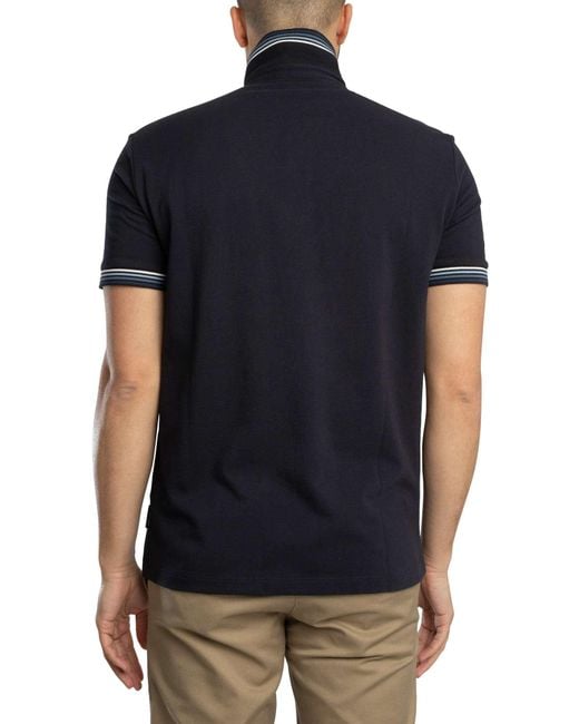 ARMANI EXCHANGE Black Slim Fit Stripe Collar Polo Shirt for men