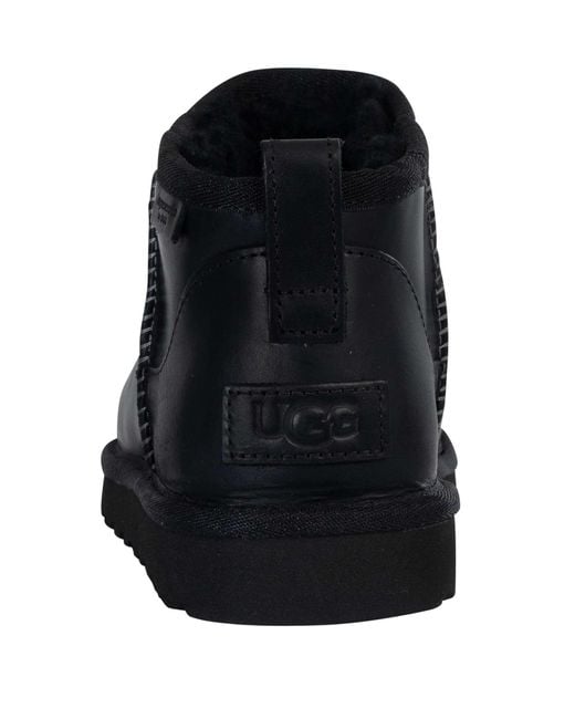 Ugg Black Classic Ultra Mini Leather Boots for men