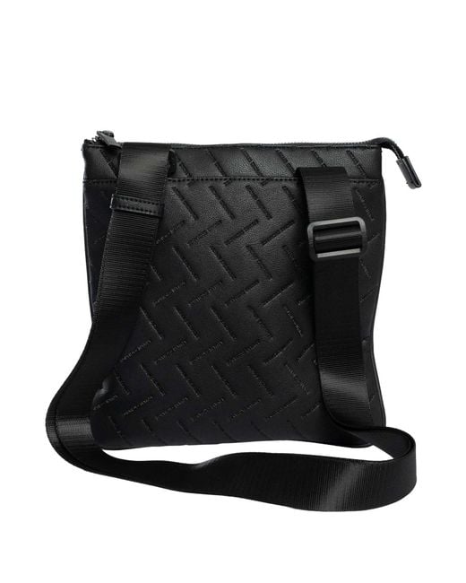 ARMANI EXCHANGE Black Embedded Brand Messenger Bag for men