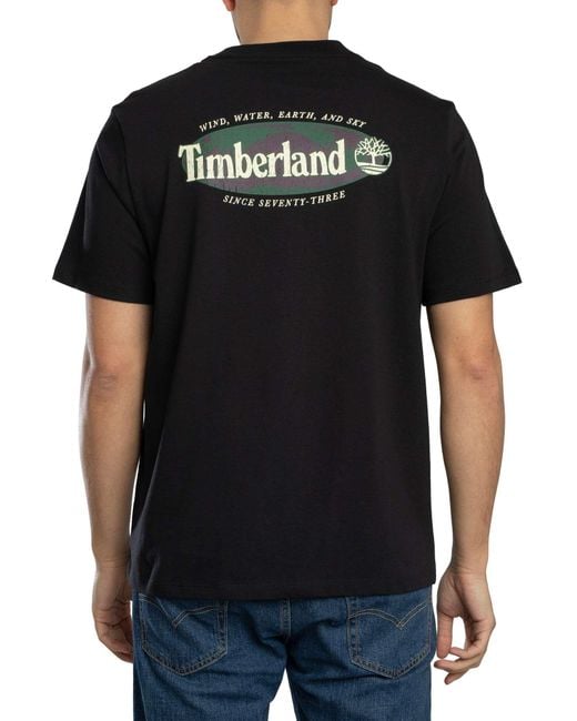 Timberland Black Oval Logo Back Graphic T-shirt for men
